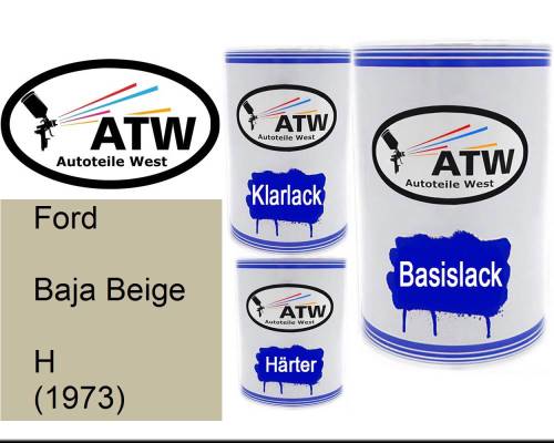 Ford, Baja Beige, H (1973): 500ml Lackdose + 500ml Klarlack + 250ml Härter - Set, von ATW Autoteile West.